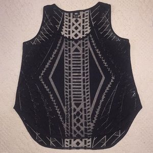 Mesh burnout tank top tribal pattern